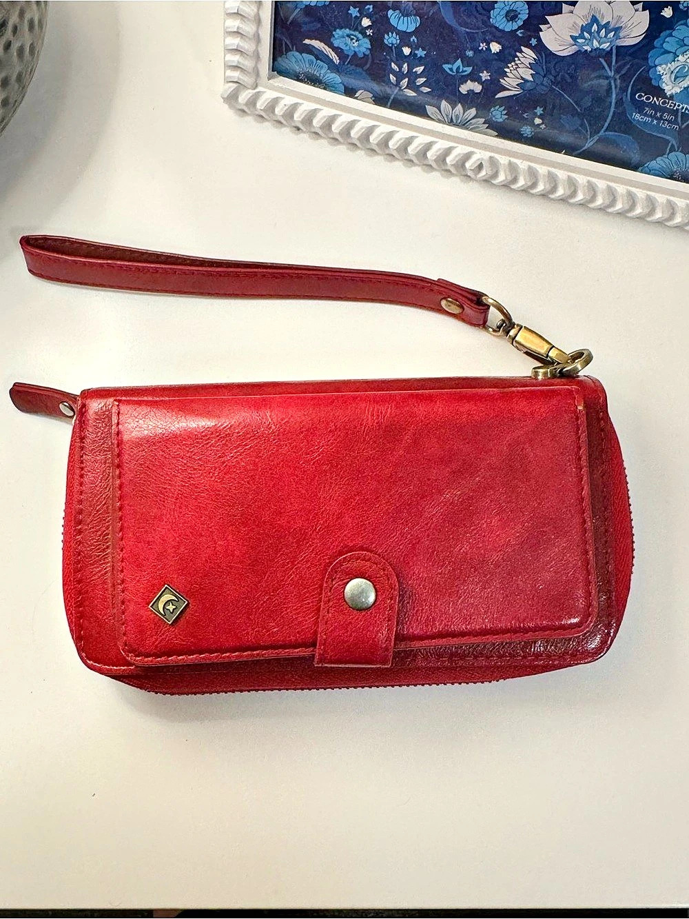 PILLOW Red Zip-Around Wristlet Wallet